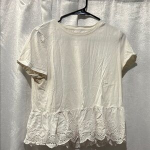 Kate Spade Cream Ruffled Short Sleeve Blouse